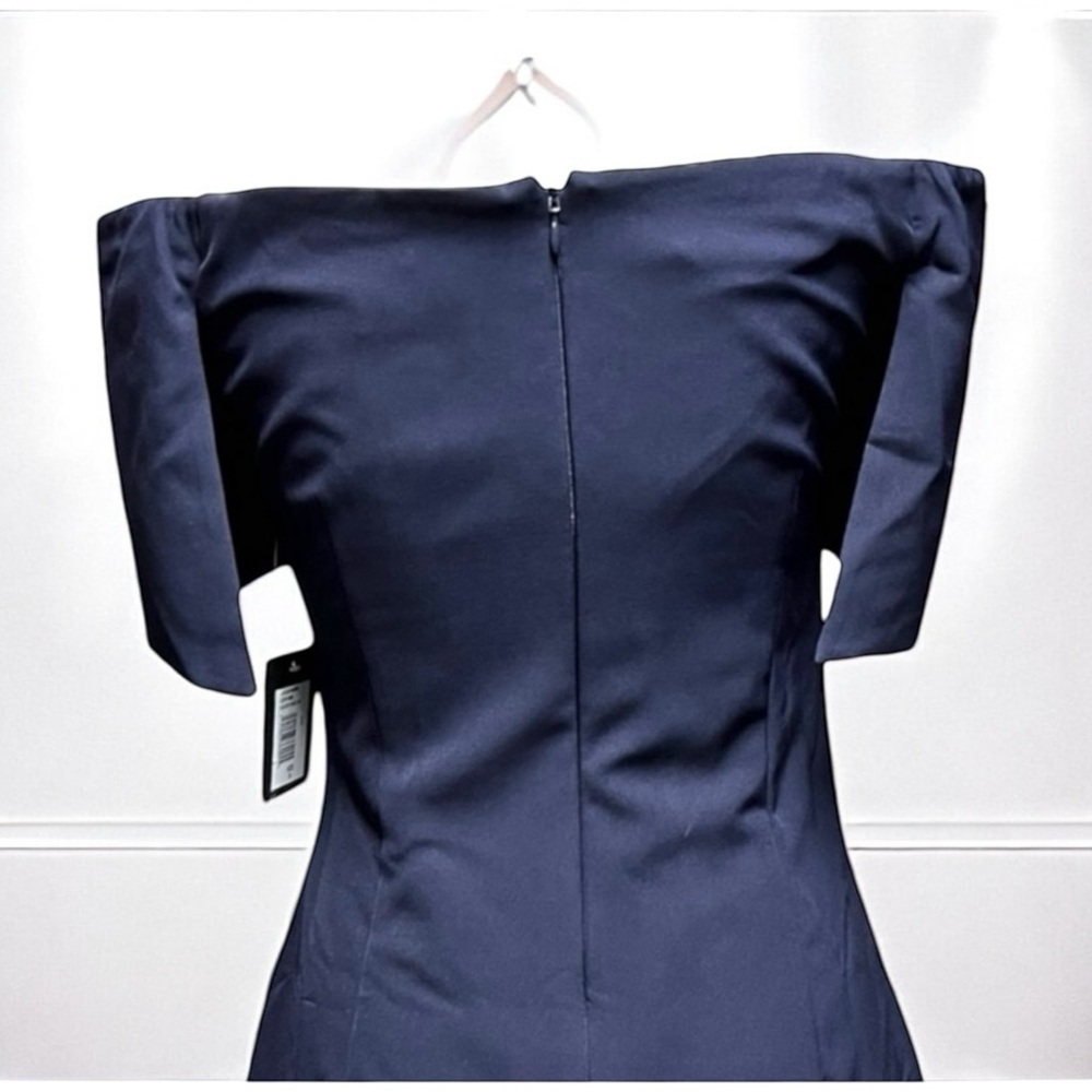 MARINA Navy Off-Shoulder Mini Dress - Picture 6 of 11